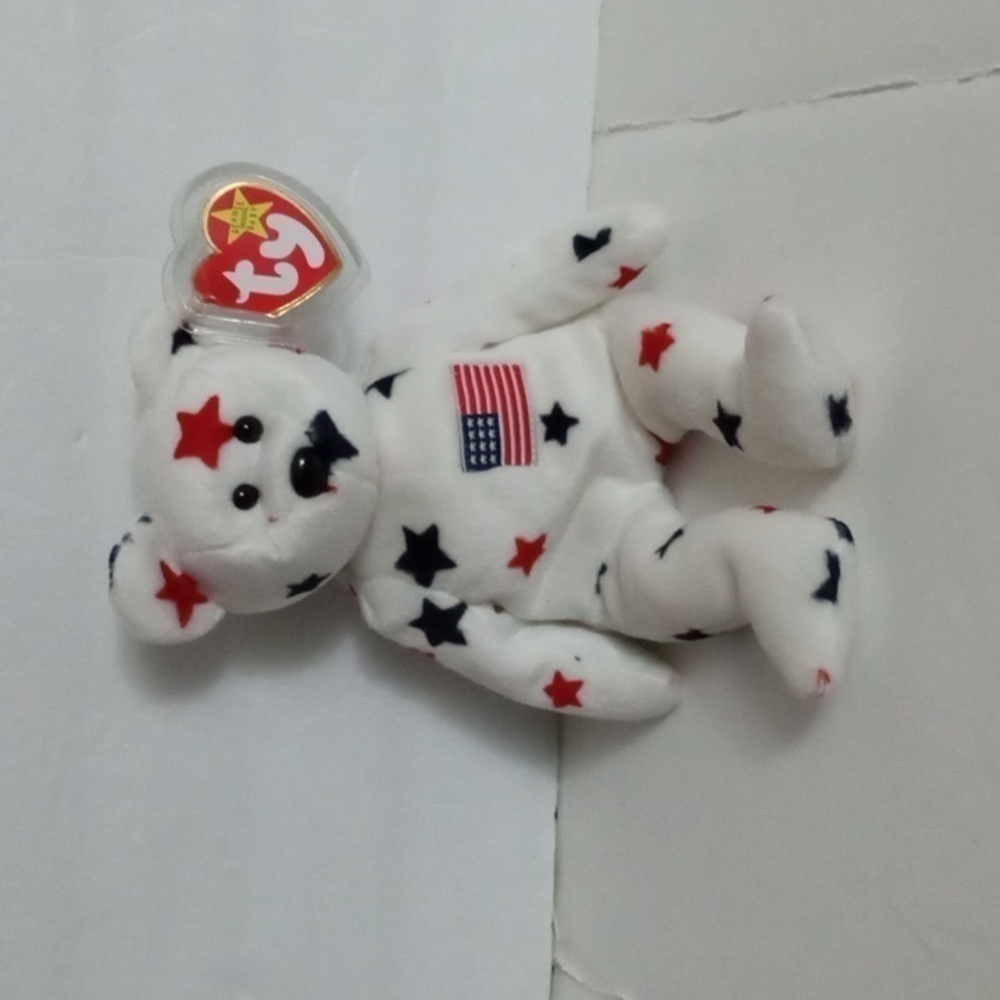 Ty Beanie Original Baby "Glory "  Red White  Blue  Stars  1997